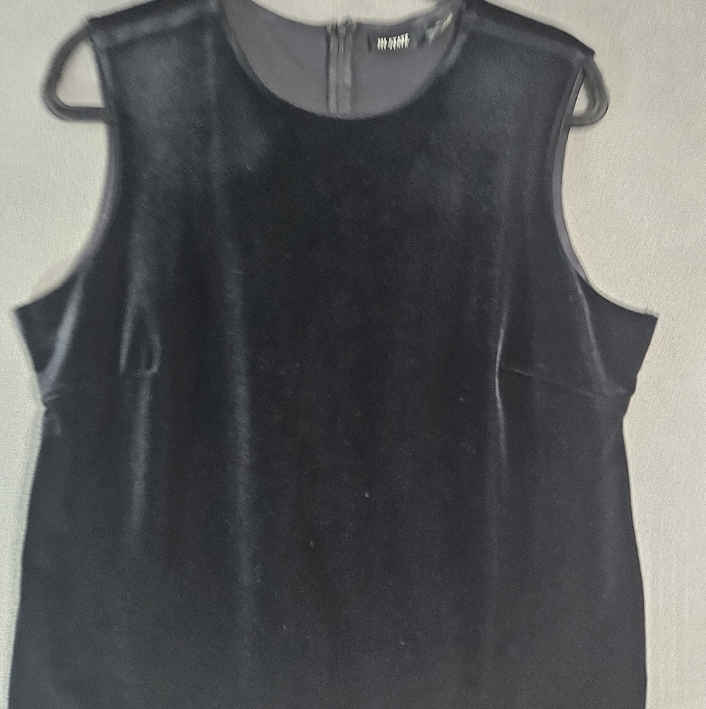III State Womens XL Camisole Velvet Tank Top Shirt Black Crewneck